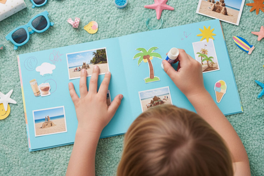 Mi primer álbum de verano: guarda recuerdos con dibujos y recortes 