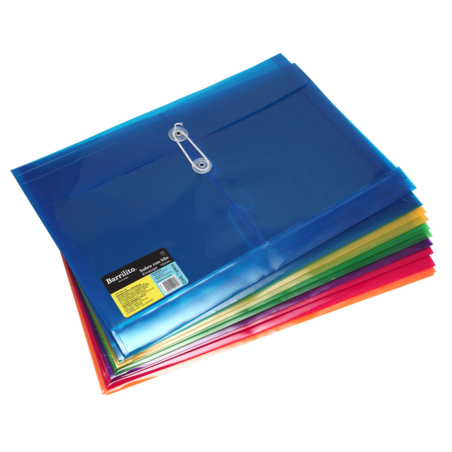 SOBRE PLASTICO BARRILITO C/HILO T/CTA 115A4 COLORES